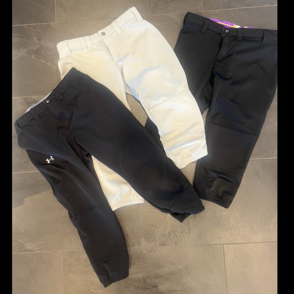 Under Armour Off White and Black Softball Pants.